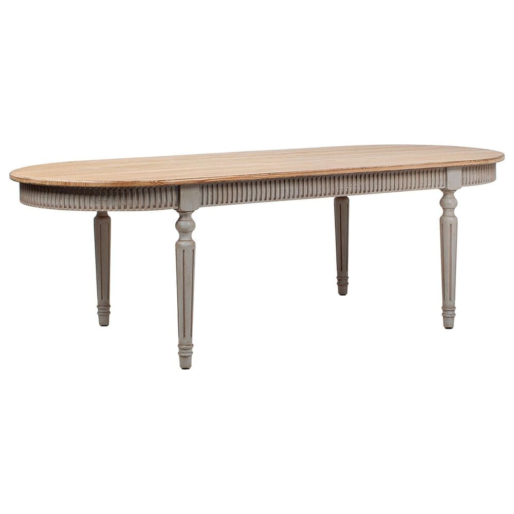 Jennifer Taylor Home Colette Oval Dining Table in Antique Natural Brown and Antique Blue-Grey - Table Only, , large