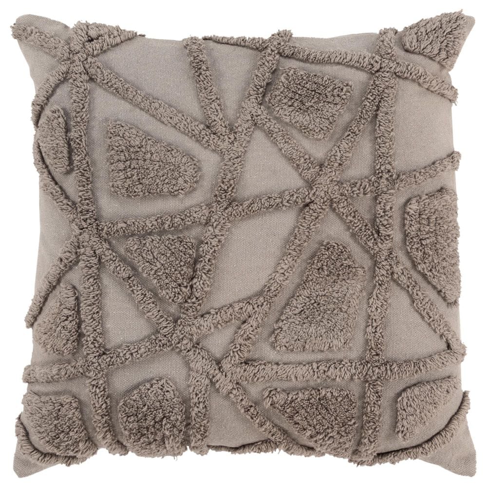 Rizzy Home 20" x 20" Polyester Filled Throw Pillow in Gray, , large