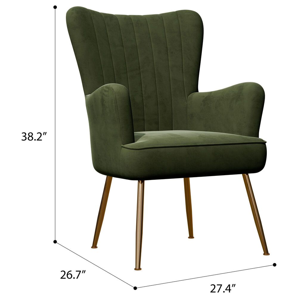 Emerald Home Furnishings Amera Accent Chair in Dark Green, , large