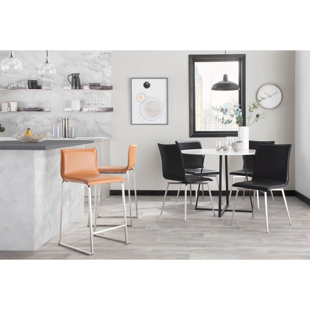 Lumisource Mason Swivel Side Chair with Black Upholstered in Brushed Stainless Steel (Set of 2), , large