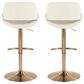 LumiSource Fabrico Swivel Adjustable Bar Stool with Cream Noise Fabric Upholstery and Rounded T Footrest in Gold (Set of 2), , large
