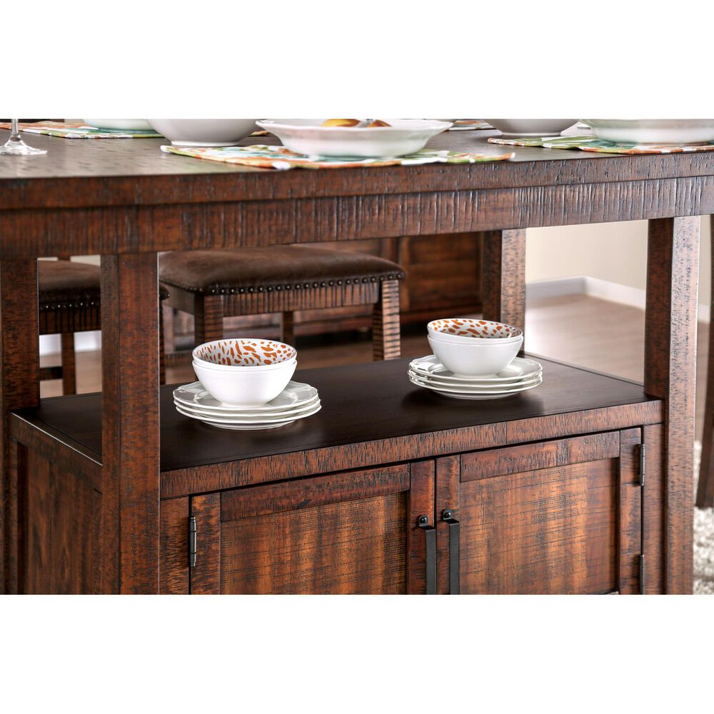Furniture of America Quinn Counter Height Storage Dining Table in Distressed Dark Oak, , large