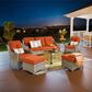 HOMLUX 5-Piece Patio Conversation Set with Two Ottomans in Orange Red, , large