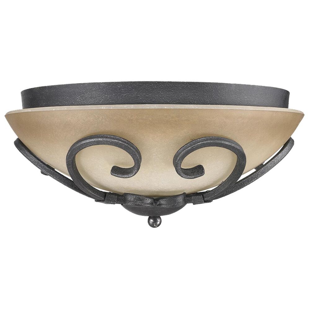 Golden Lighting Madera Flush Mount in Black Iron with Toscano Glass, , large