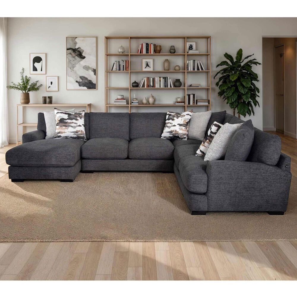 Moore Furniture Collins 4-Piece Left Facing Sectional with Chaise in Mandy Slate, , large