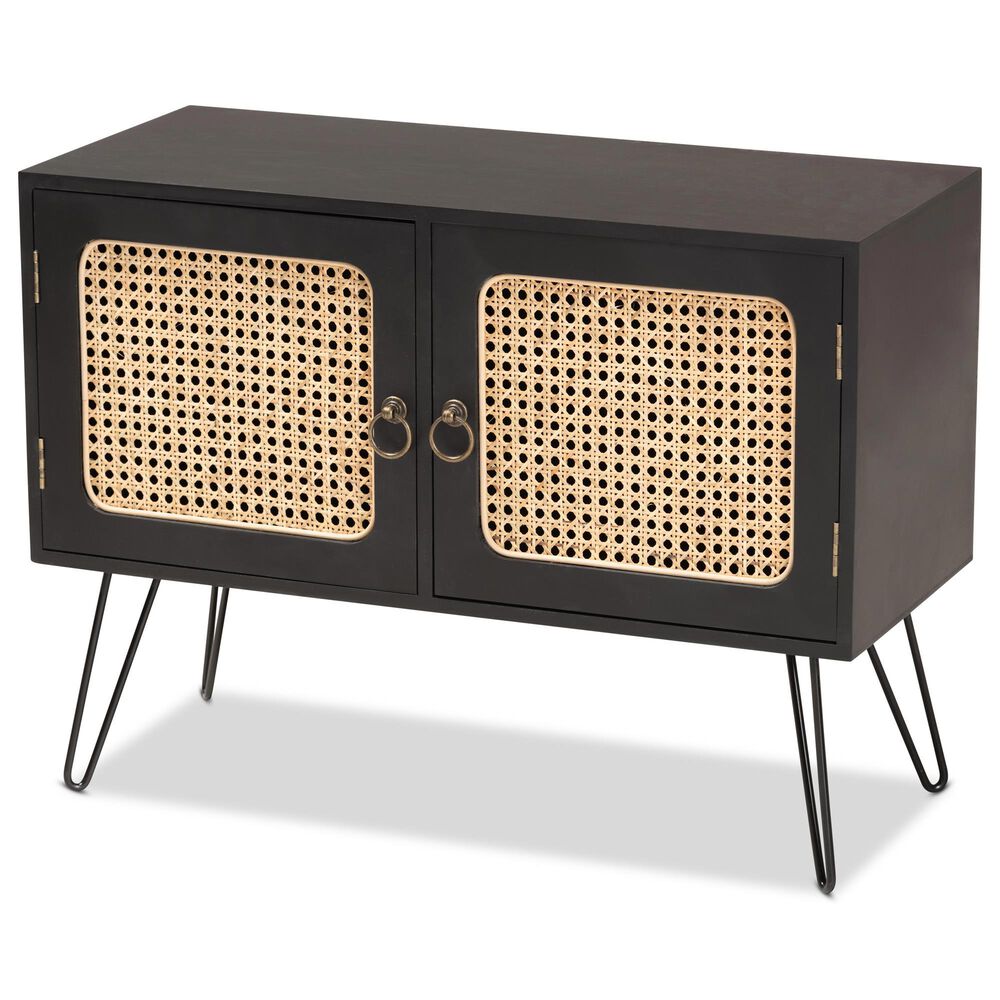 Baxton Studio Davion 2 Door Sideboard in Espresso Brown and Black, , large