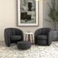 Golden Wave Furniture Elliot Accent Chair and Ottoman with Casters in Charcoal, , large