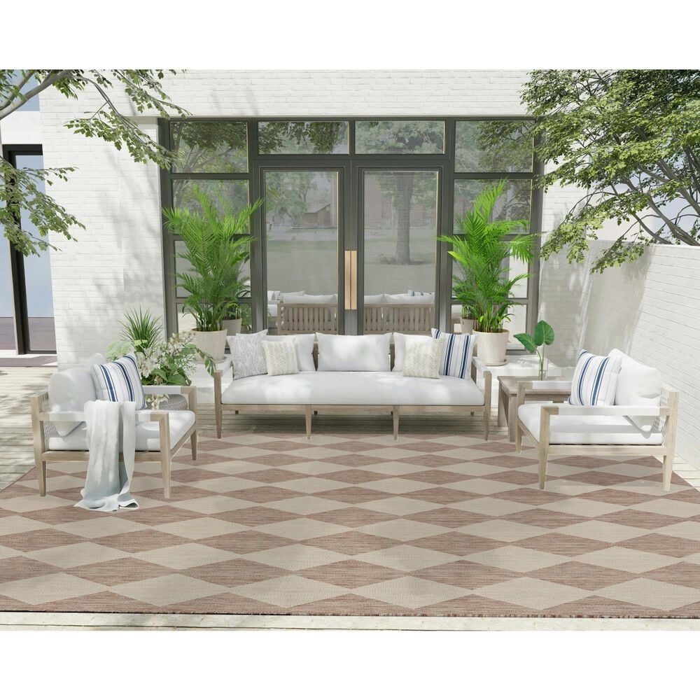 Nourison Positano Geometric Beige 9&#39; x 12&#39; Indoor/Outdoor Area Rug, , large