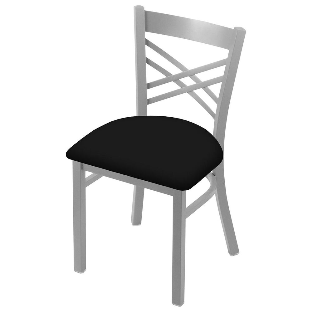 Holland Bar Stool 620 Catalina 18" Chair with Anodized Nickel and Black Vinyl Seat, , large