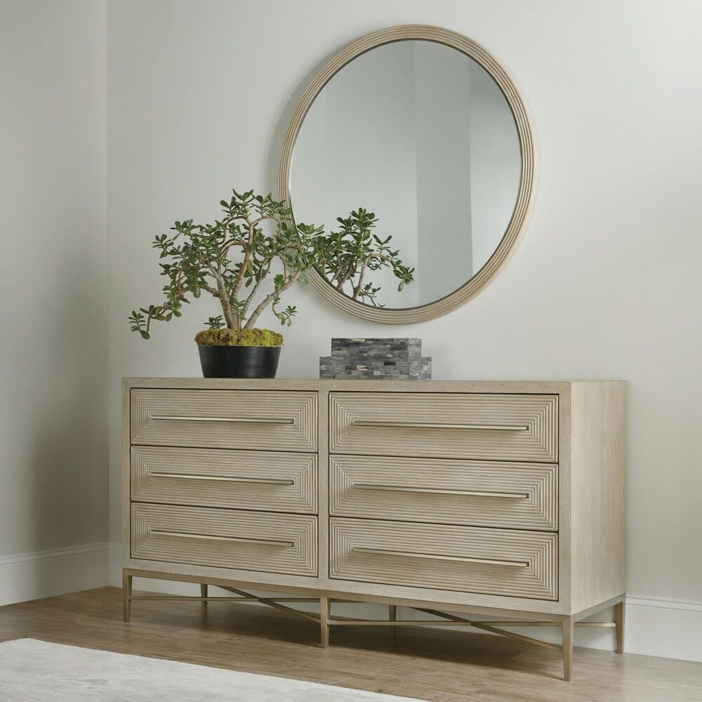 Hooker Furniture Cascade Round Mirror in Taupe, , large
