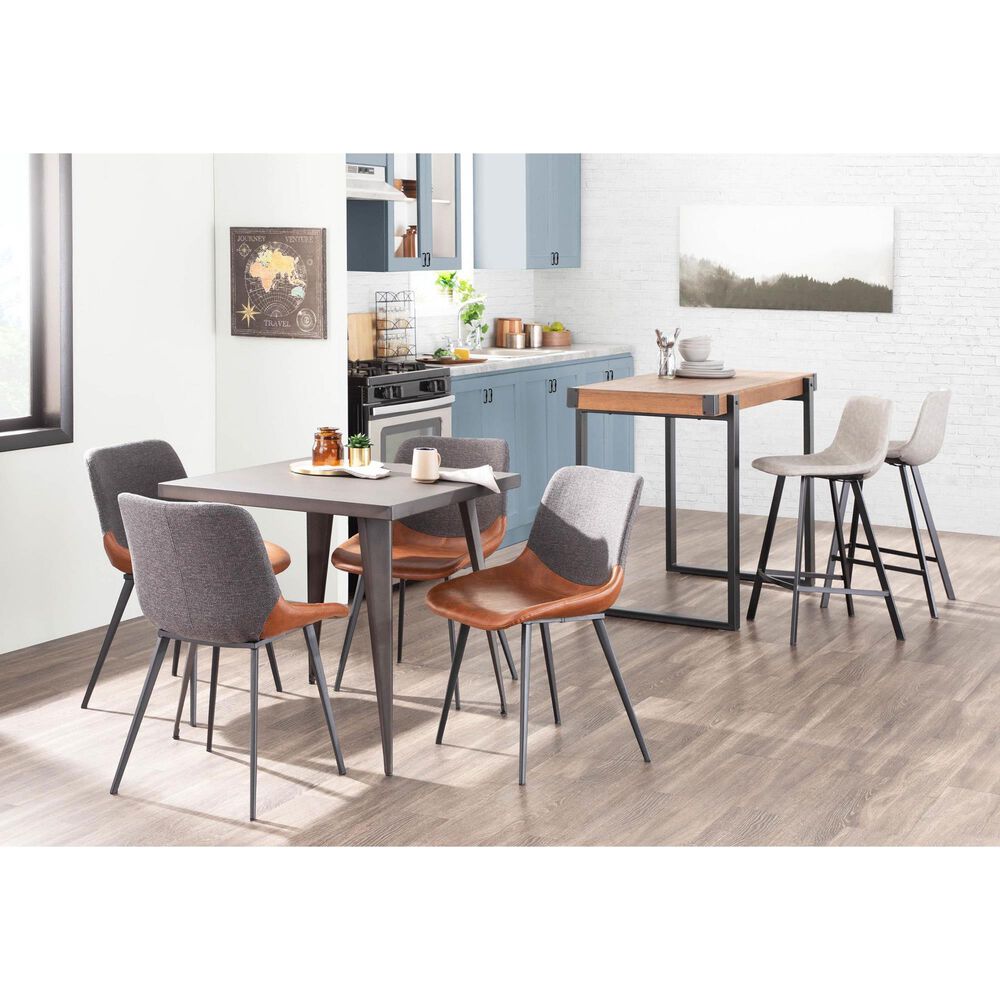 Lumisource Outlaw Side Chair with Brown and Grey Cushion in Black (Set of 2), , large