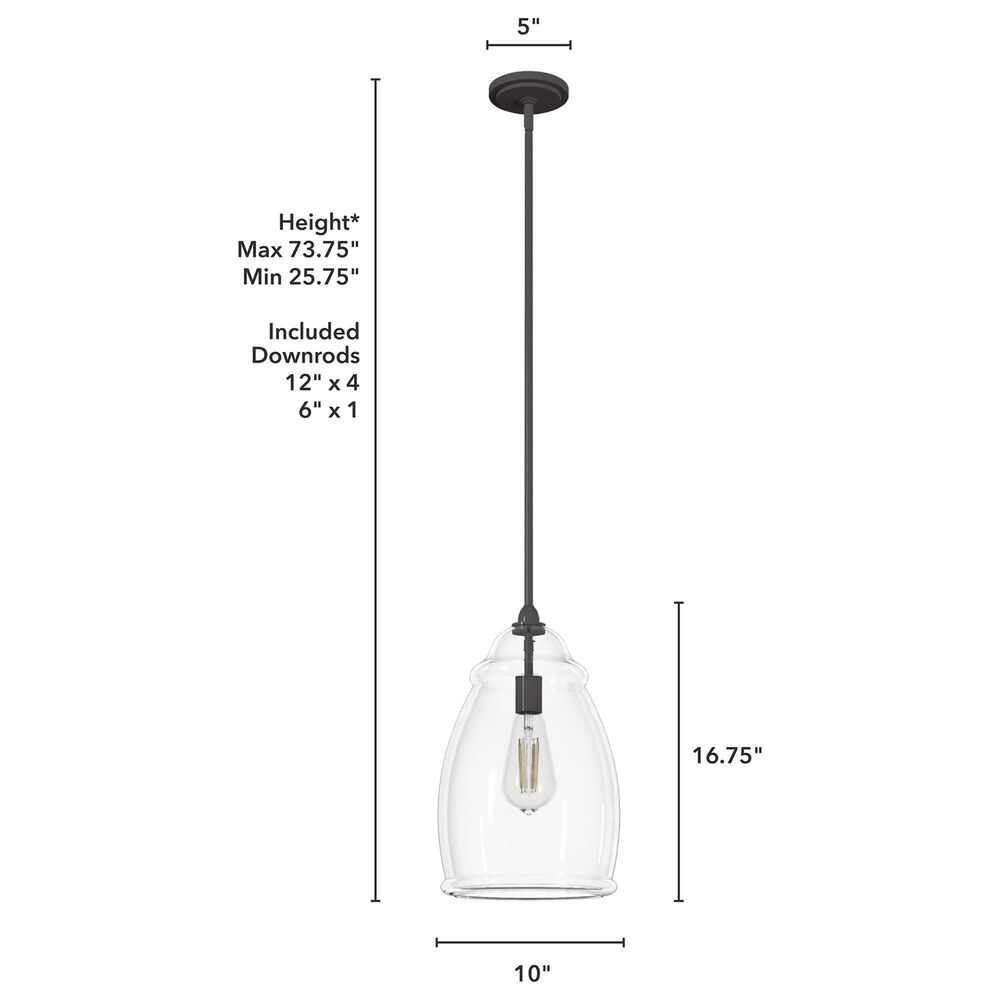 Hunter Dunshire 10.5&quot; 1-Light Medium Pendant with Clear Shade in Noble Bronze, , large