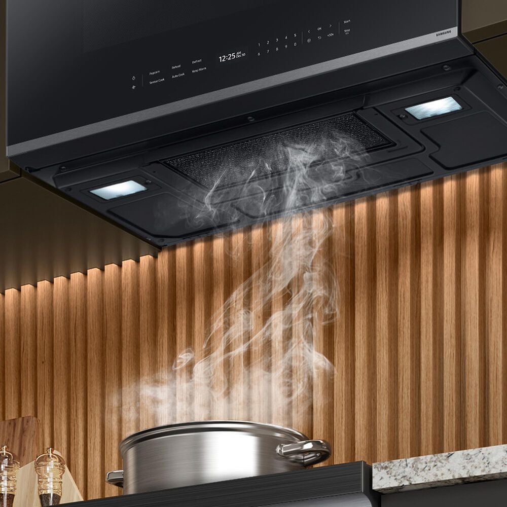 Samsung 2-Piece Kitchen Package with 6 Cu. Ft. Freestanding Gas Range and 2.1 Cu. Ft. Bespoke Fingerprint Resistant Over-the-Range Microwave in Stainless Steel, , large