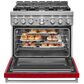 KitchenAid 36" Professional Dual Fuel Range in Passion Red, , large
