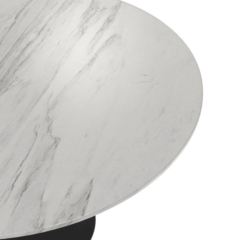 Leisuremod LeisureMod Verve Collection 48 Round Dining Table, Black Base with Sintered Stone White Top, , large