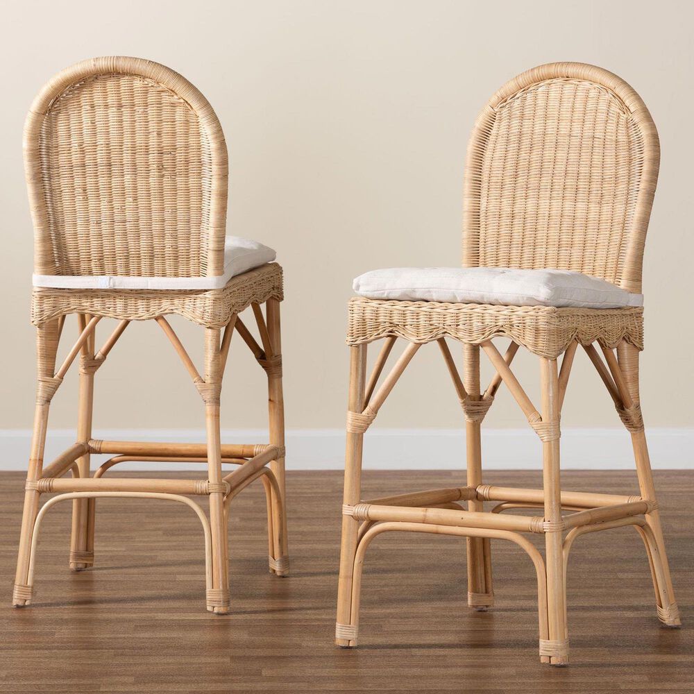 Baxton Studio Bilu Bar Stool in Light Honey (Set of 2), , large