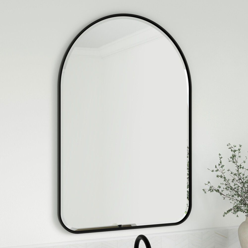 James Martin Rohe 24&quot; Arched Mirror in Matte Black, , large