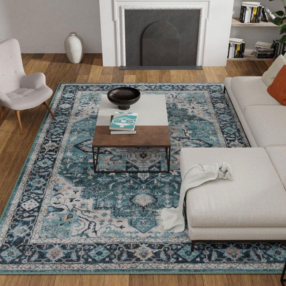 Central Oriental Rugease Velveteen Chantal Green and Ivory 7&#39;6&quot; x 9&#39;6&quot; Area Rug, , large