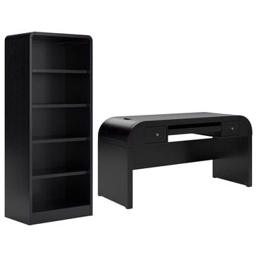 Ashley Rowanbeck 2-Piece Desk and Bookcase Set in Black, , large