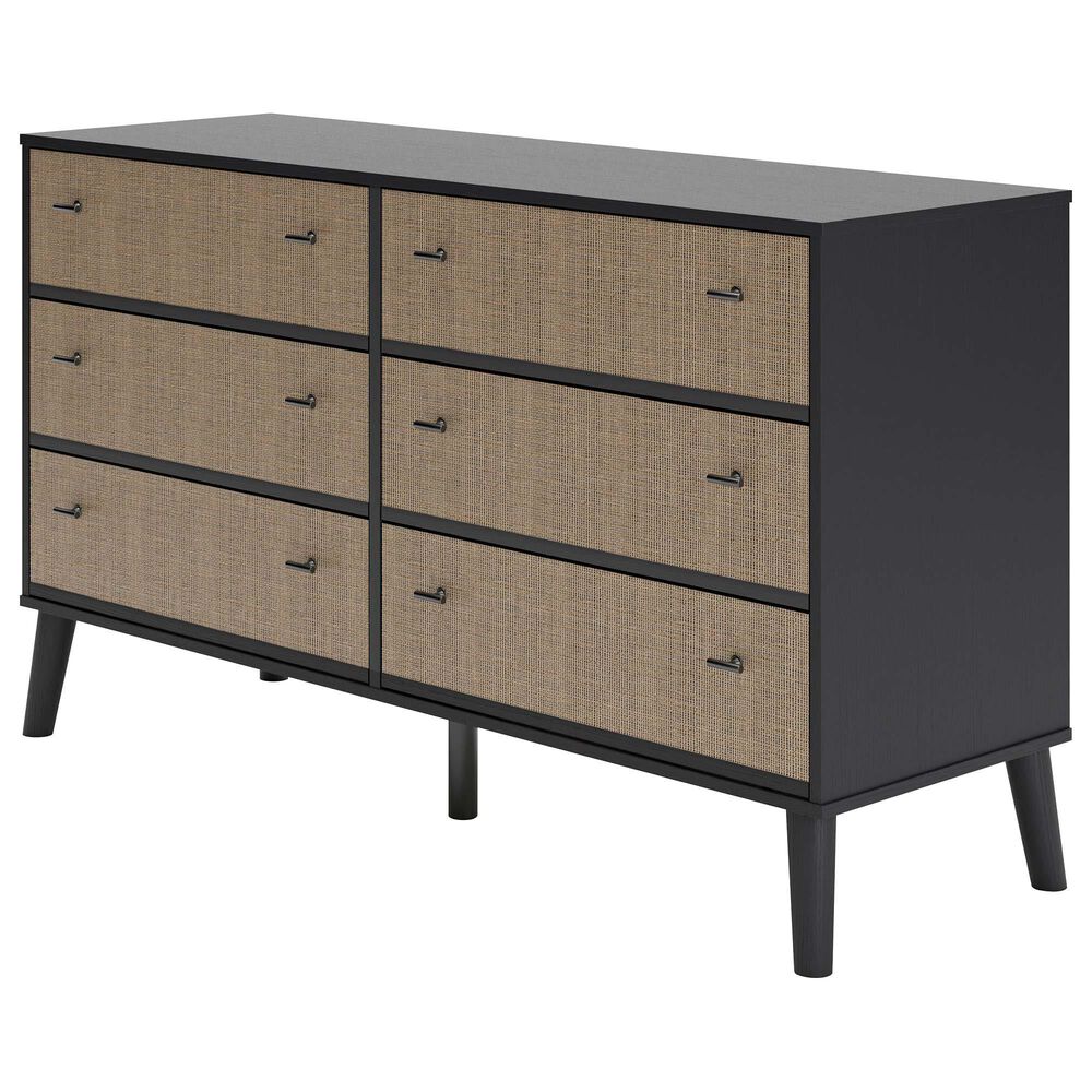 Ashley Charlang 6 Drawer Dresser in Matte Black and Beige, , large