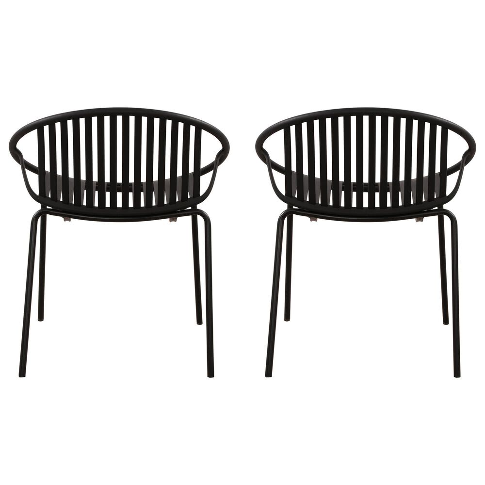 Hearth and Haven Patio Stackable Dining Chair with Breathable Design in Black &#40;Set of 2&#41;, , large