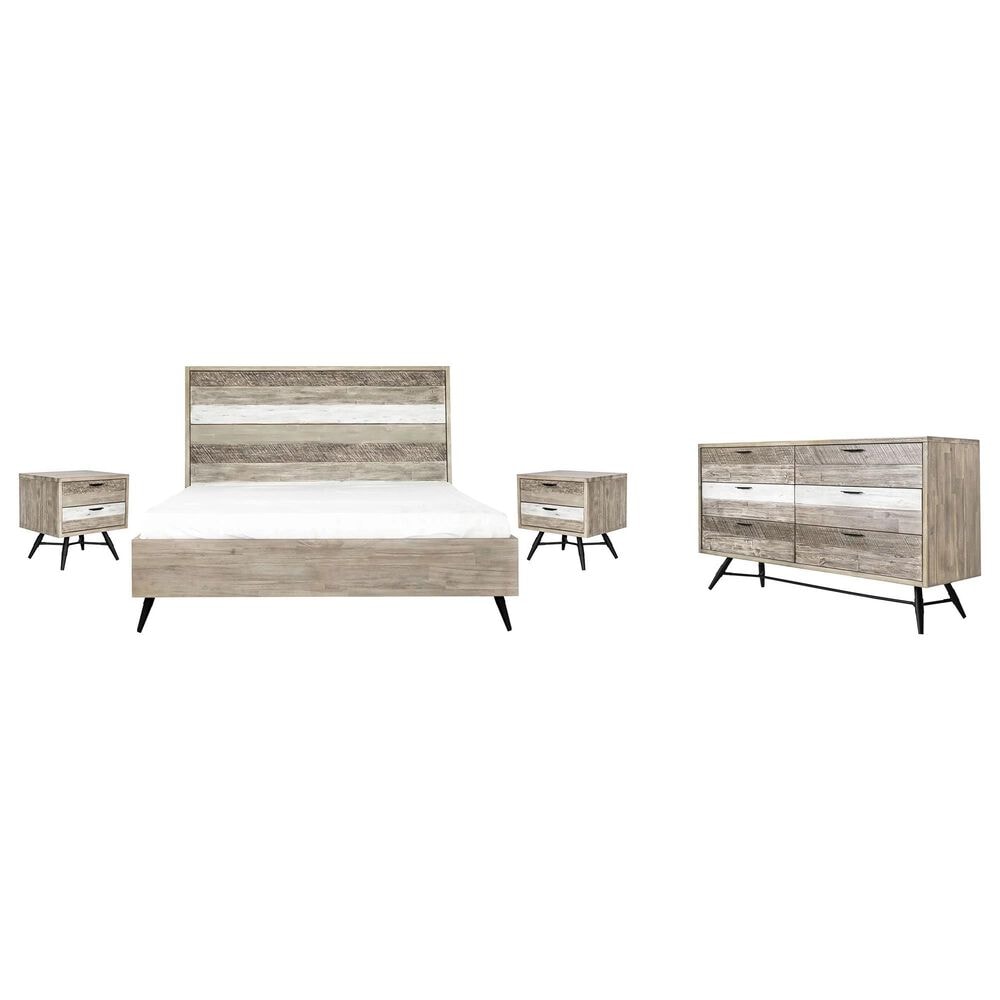 Blue River Bridges 4-Piece Queen Bed Set in Natural and Gray, , large