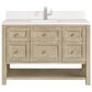 James Martin Vanities Breckenridge 48" Single Vanity in Whitewashed Oak with Single Hole 3 cm White Zeus Quartz Top & Backsplash, , large