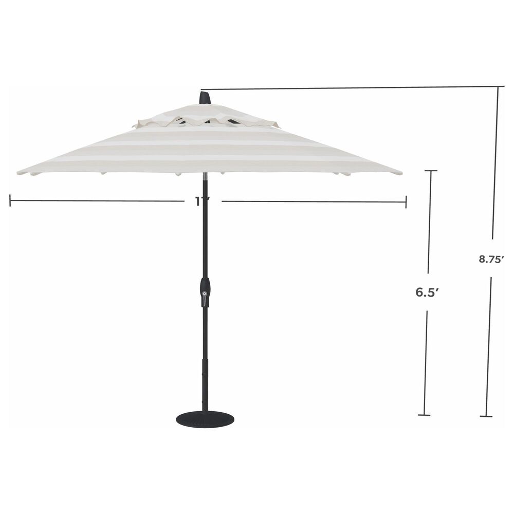 Garden Party Market 11' Octagon Auto Tilt Umbrella with Black Base in Direction Linen Stripe, , large