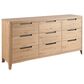 Universal Furniture Modern Walker Queen Panel Bed with Dresser, Wardrobe and Two Nightstands in Natural Oak with AC Outlets and USB Ports, , large