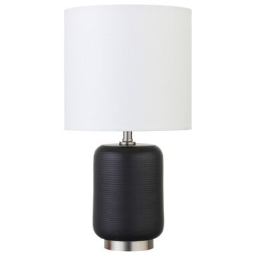 Hudson and Canal Lambert 15" Mini Lamp in Matte Black and Brushed Nickel, , large