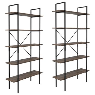 Timberlake 5-Tier Bookcase in Brown and Black (Set of 2), , large