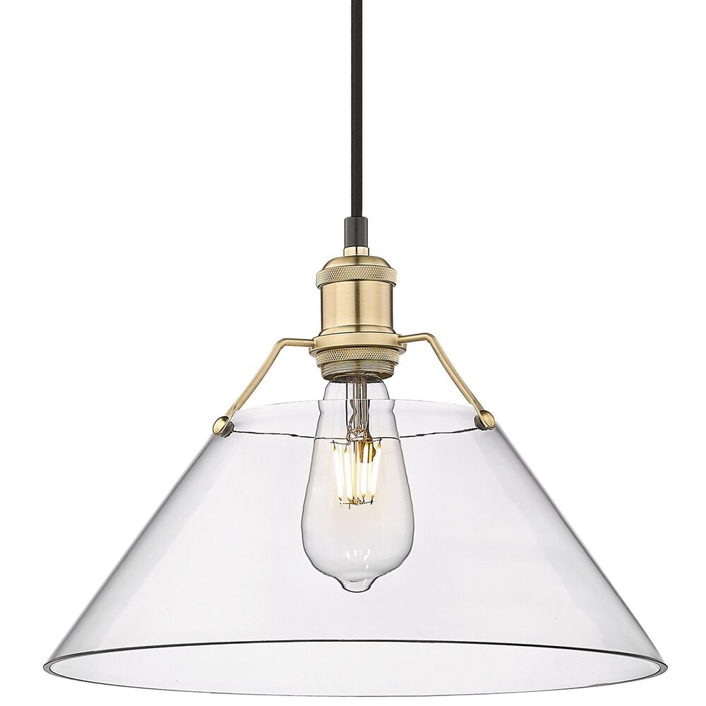 Golden Lighting Orwell 1-Light Large Pendant with Clear Glass Shade in Brushed Champagne Bronze and Black, , large