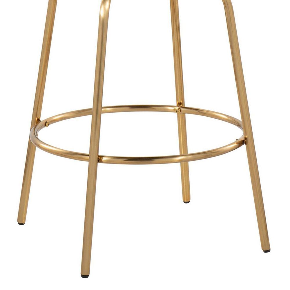 LumiSource Claire Swivel Counter Stool with Black Faux Leather Upholstery in Gold (Set of 2), , large