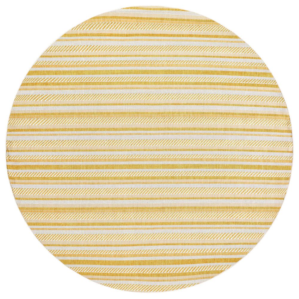 Surya Eagean EAG-2424 Mustard and Ivory 7&#39;10&quot; Round Indoor/Outdoor Area Rug, , large