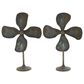 Maple and Jade Industrial Fan Sculpture in Distressed Gray and Rust Brown (Set of 2), , large