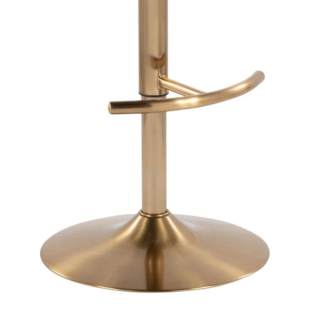 LumiSource Claire Swivel Adjustable Barstool with Cream Velvet Upholstery in Gold (Set of 2), , large