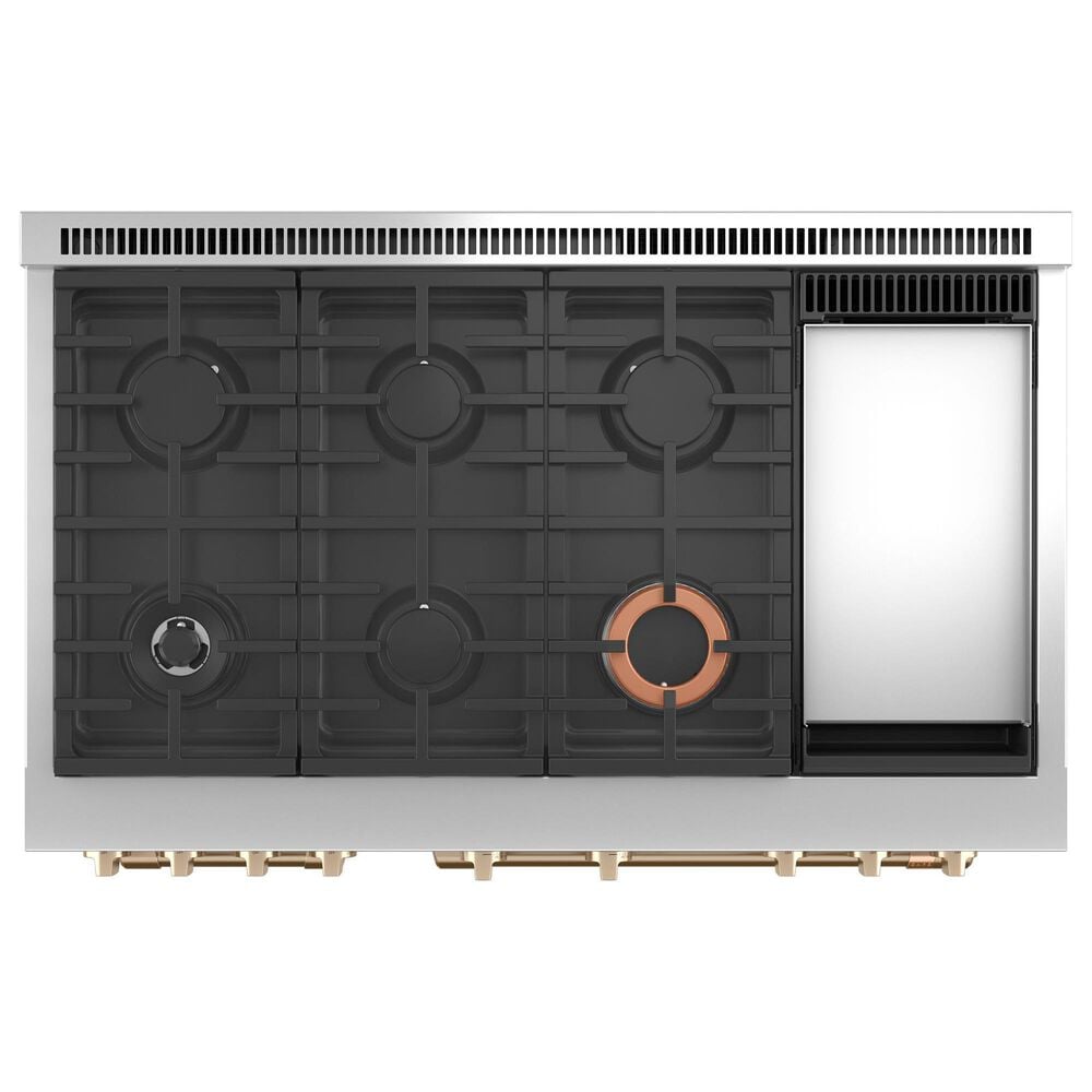 Cafe 8.25 Cu. Ft. Freestanding Dual Fuel Range with Double Oven in Matte White and Brushed Bronze, , large