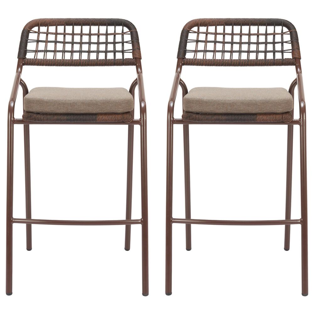 Zuo Modern Rio Patio Barstool in Brown (Set of 2), , large