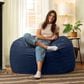 Jaxx Saxx 4" Large Round Bean Bag Chair in Navy Blue, , large