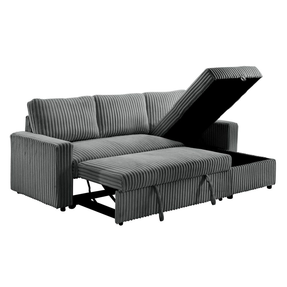 Everly Living Jayla 2-Piece Sleeper Sectional Right Facing Chaise in Gray, , large