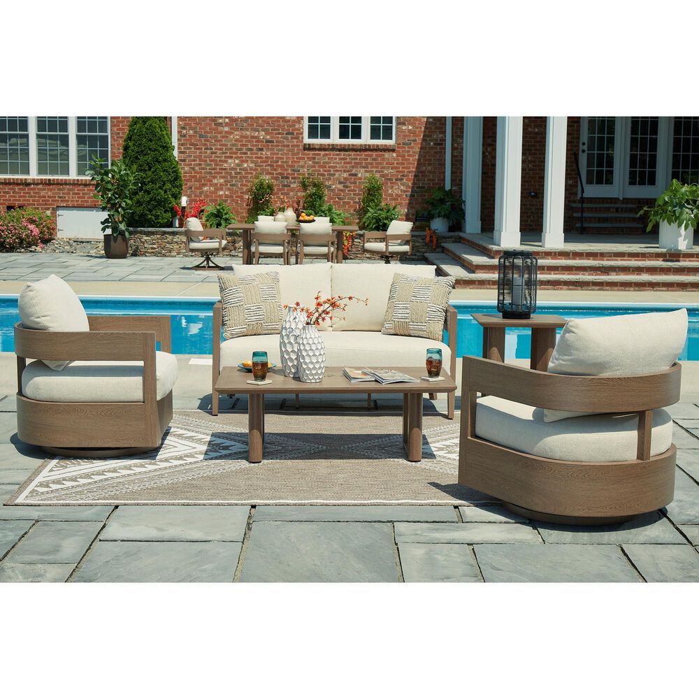 Ashley Serene Bay Patio Square End Table in Dark Brown - Table Only, , large