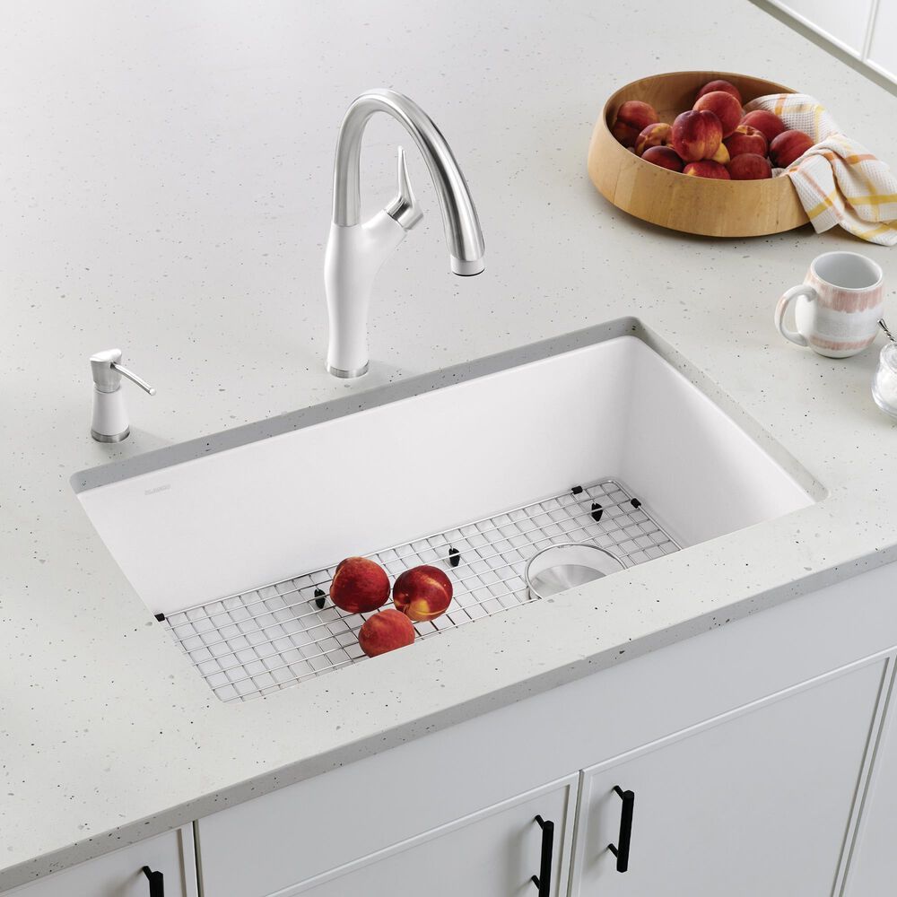 Blanco Diamond 34&quot; Super Single Dual Mount Kitchen Sink in White, , large