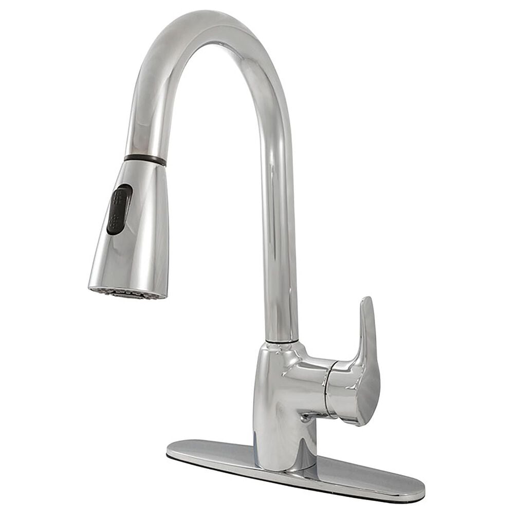MS International Pull-Out Sprayer Kitchen Faucet with Deckplate in Polished Chrome, , large