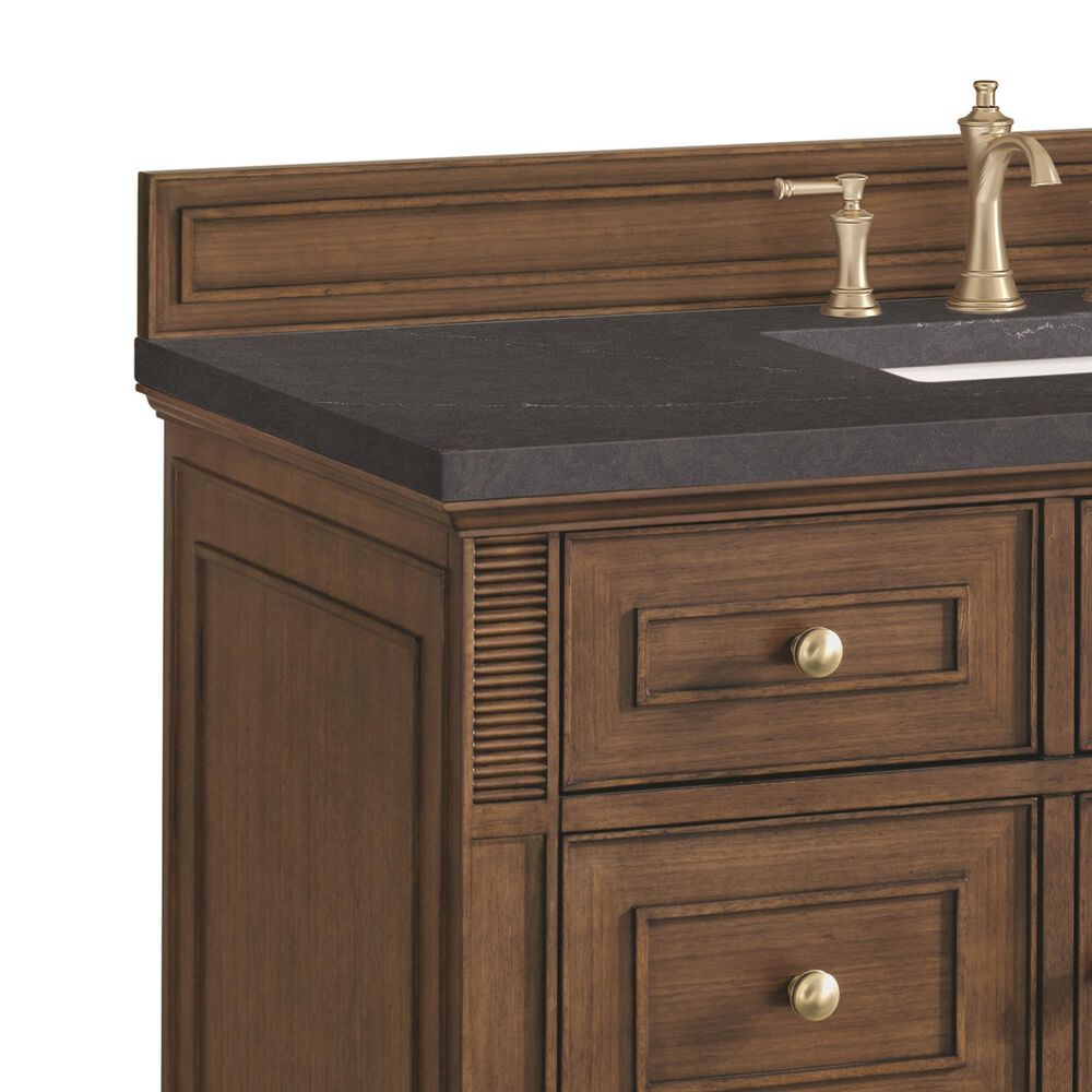 James Martin Vanities Lorelai 48&quot; Single Vanity in Mid-Century Walnut with 3 cm Charcoal Soapstone Quartz Top, , large