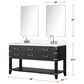 Lexora Home Norwalk 60" Double Bathroom Vanity in Black Oak with White Quartz Top and Rectangular Sinks, , large