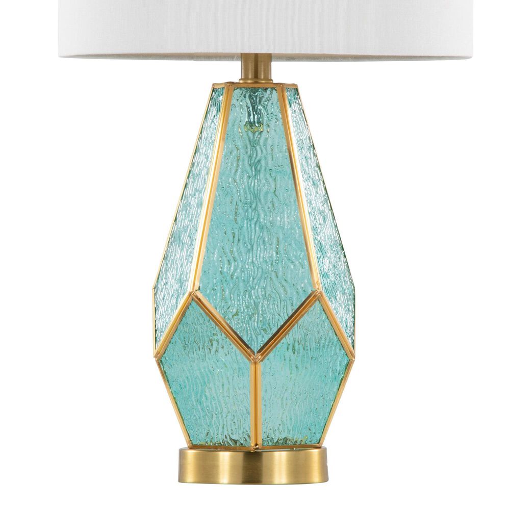 LumiSource Geo Rain Glass Table Lamp in Gold and Turquoise (Set of 2), , large