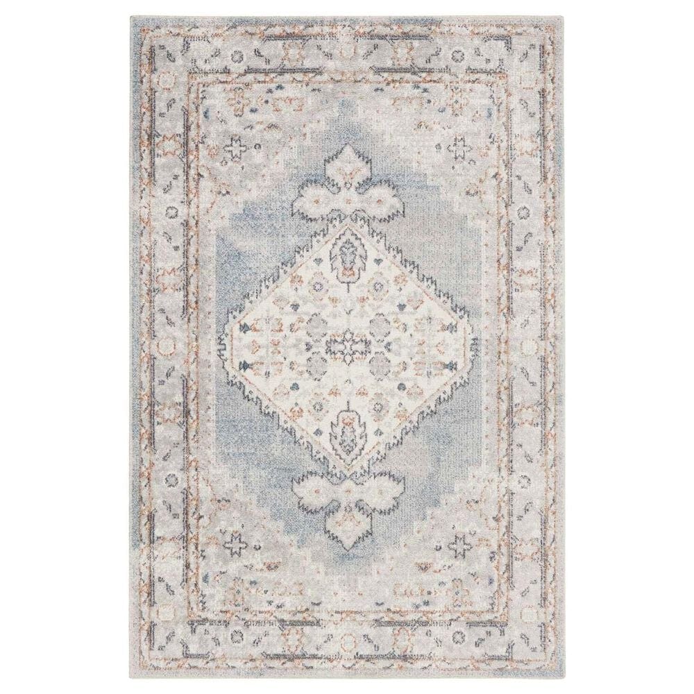 Nourison Astra Machine Washable 4" x 6" Light Blue Area Rug, , large