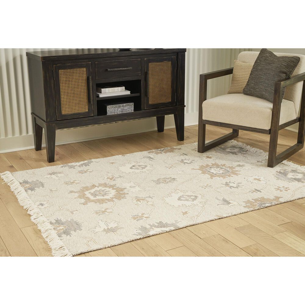 Ashley Calkin 5&#39; x 7&#39; Linen, Gray and Caramel Area Rug, , large