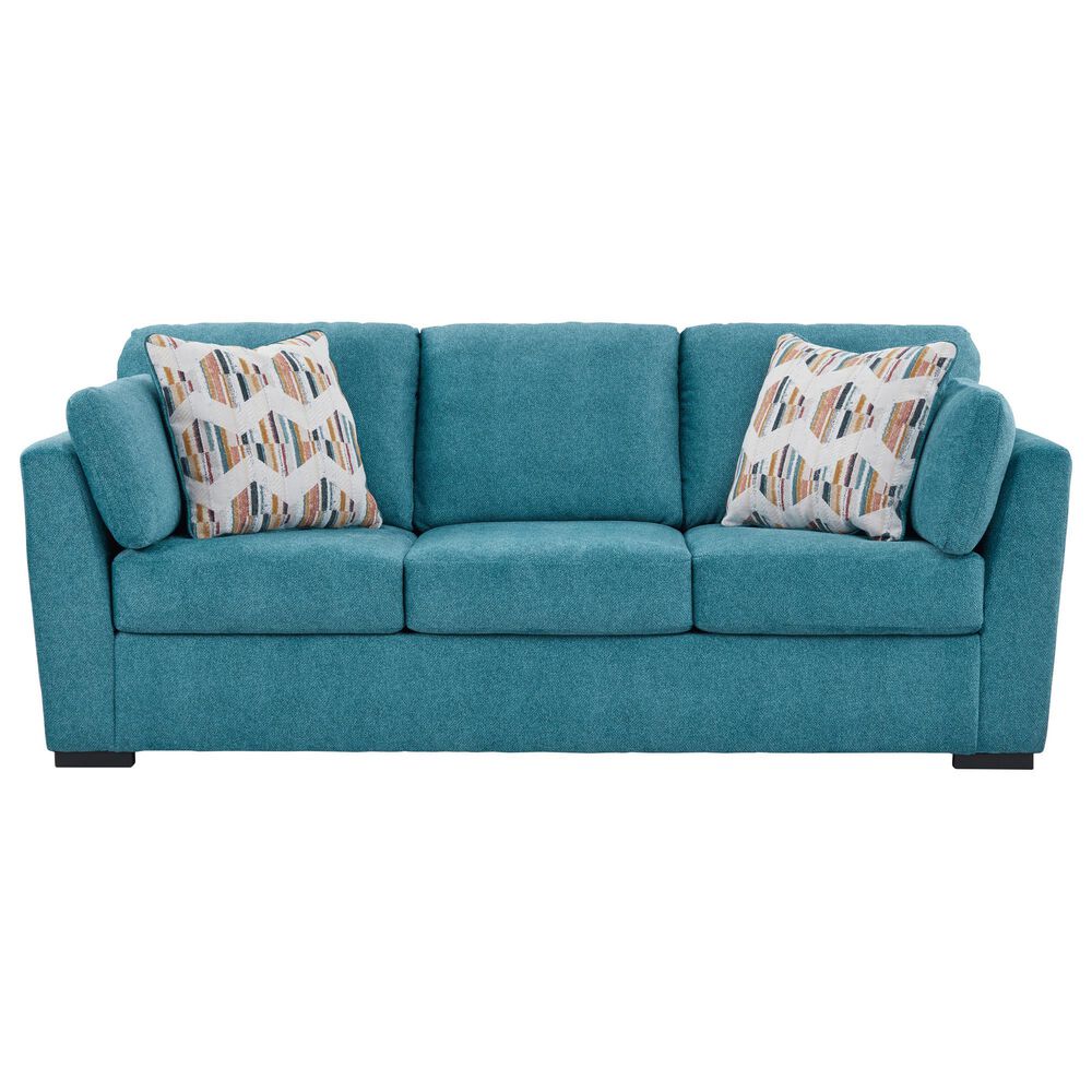 Ashley Keerwick Stationary Queen Sofa Sleeper in Teal, , large