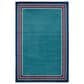 Central Oriental Terrace Tropic Nautical Border Rope 5" x 7"3" Turquoise and Sapphire Area Rug, , large